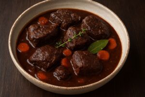 Runderwangen in Rode Wijnsaus